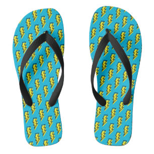 Neon Blue Yellow Lightning Bolt Pattern der 80er/9 Flip Flops
