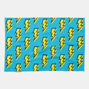 Neon Blue Yellow Lightning Bolt Pattern der 80er/9 Küchentuch