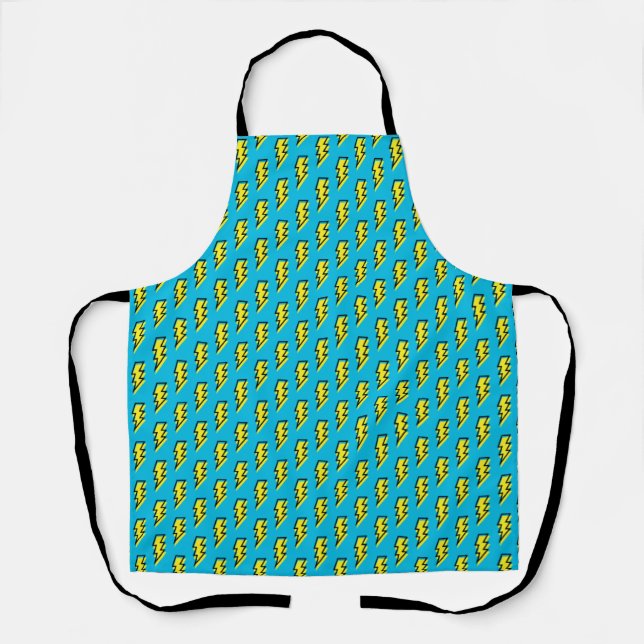 Neon Blue Yellow Lightning Bolt Pattern der 80er/9 Schürze (Vorderseite)