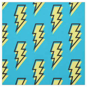 Neon Blue Yellow Lightning Bolt Pattern der 80er/9 Stoff