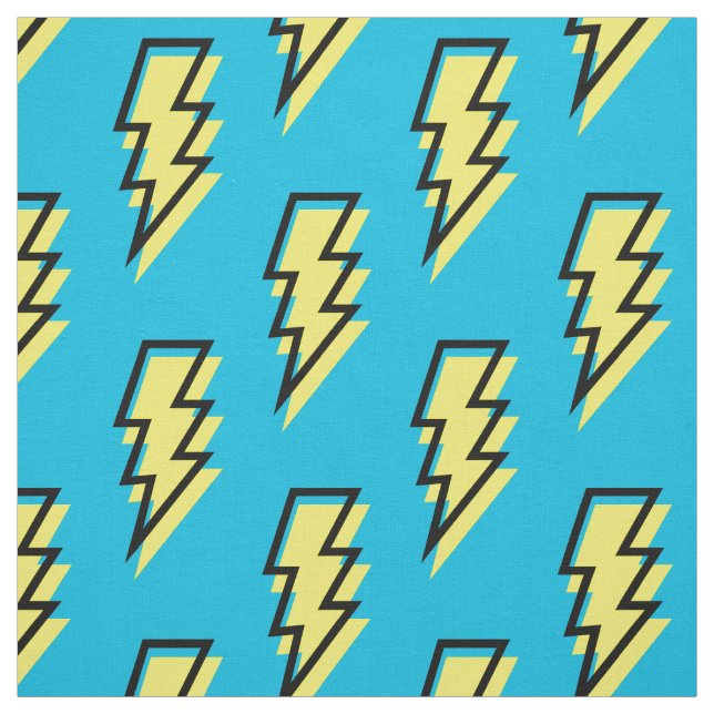 Neon Blue Yellow Lightning Bolt Pattern der 80er/9 Stoff (Muster)