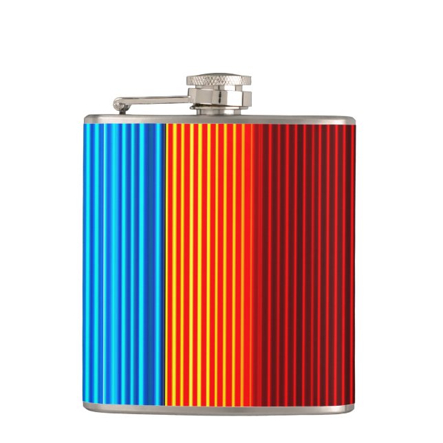 Neon Blue Yellow Red Lines Flachmann (Vorderseite)