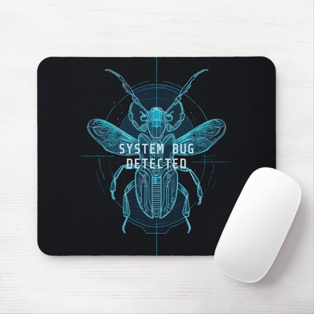 Neon Blueprint System Bug Programmer Desk Mousepad (Mit Mouse)