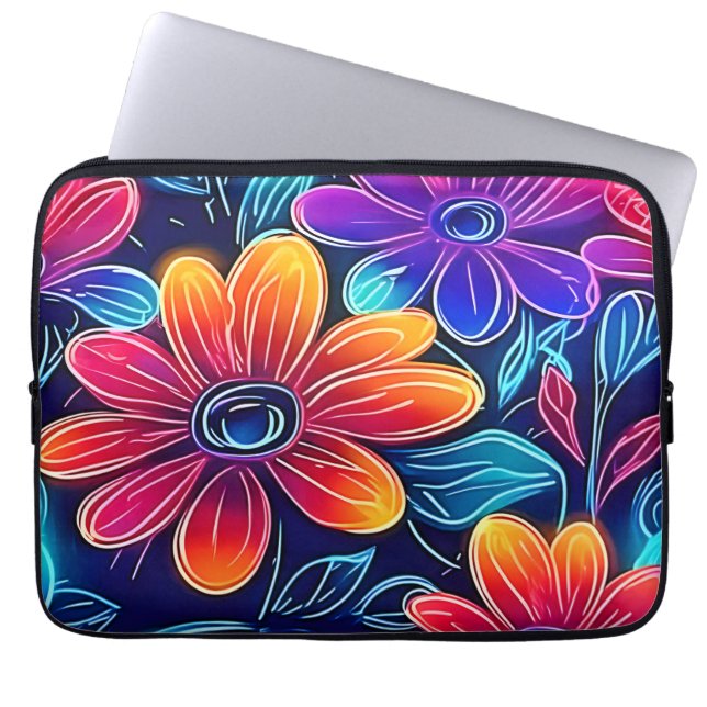 Neon Blume Bloom Bright Laptopschutzhülle (Vorderseite)