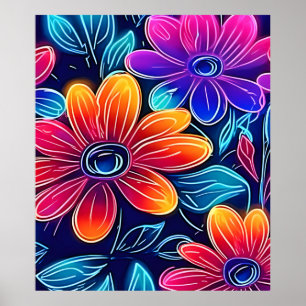Neon Blume Bloom Bright Poster