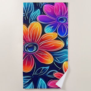 Neon Blume Bloom Bright Strandtuch