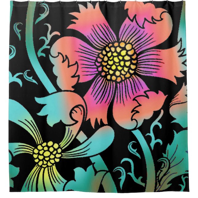 Neon Blume Duschvorhang (Vorderseite)