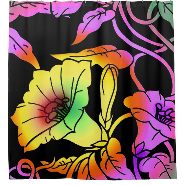 Neon Blume Duschvorhang (Vorderseite)