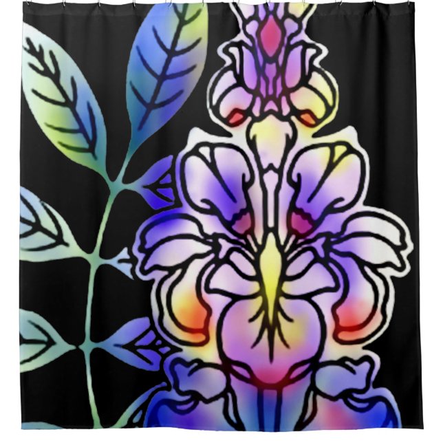 Neon Blume Duschvorhang (Vorderseite)