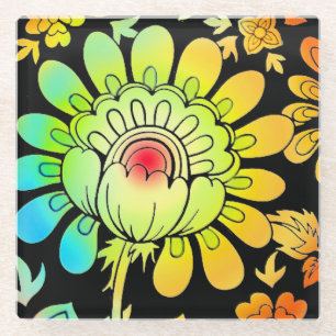 Neon Blume Glasuntersetzer