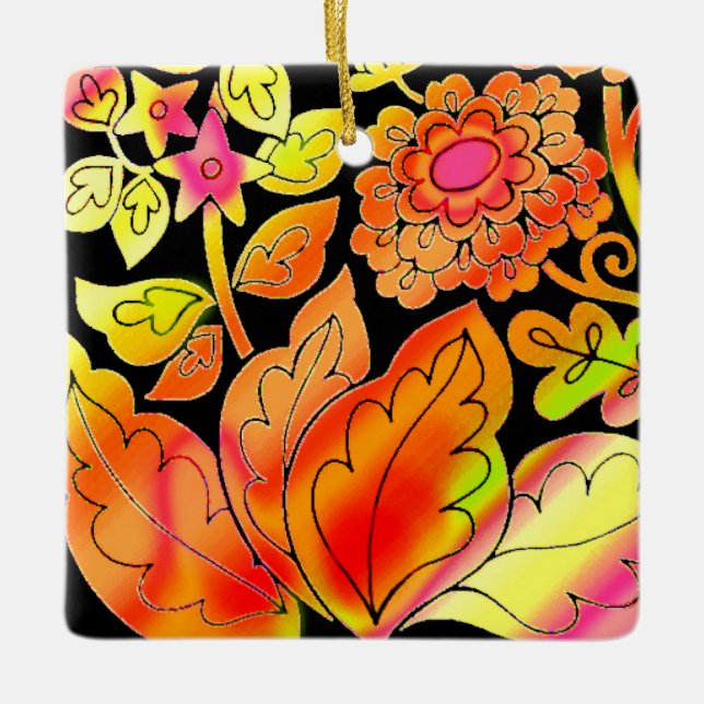 Neon Blume Keramikornament (Vorderseite)