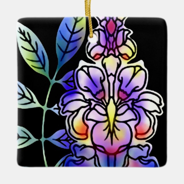 Neon Blume Keramikornament (Vorderseite)