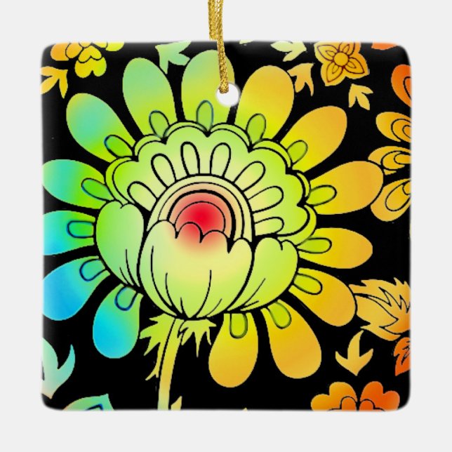 Neon Blume Keramikornament (Vorderseite)