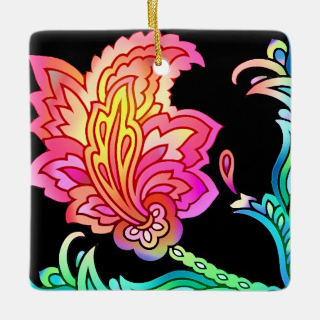 Neon Blume Keramikornament (Vorderseite)