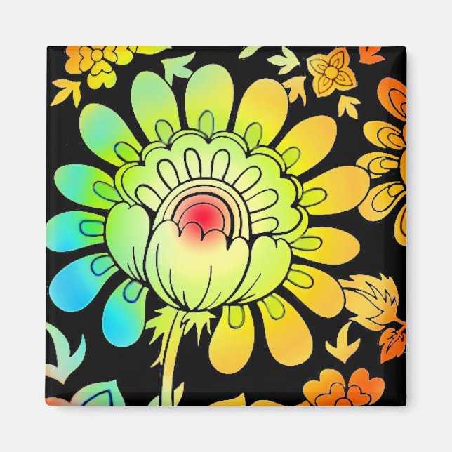 Neon Blume Magnet (Vorne)