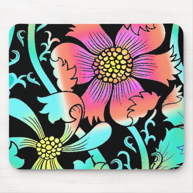 Neon Blume Mousepad (Vorne)
