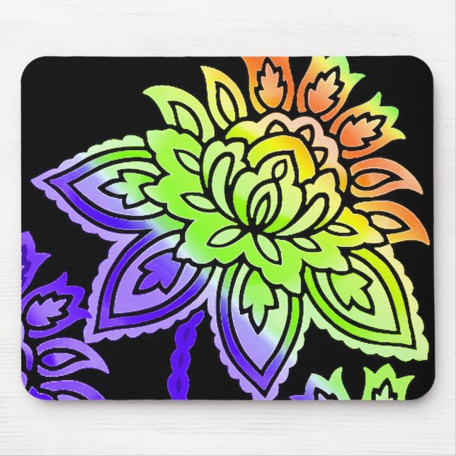 Neon Blume Mousepad (Vorne)