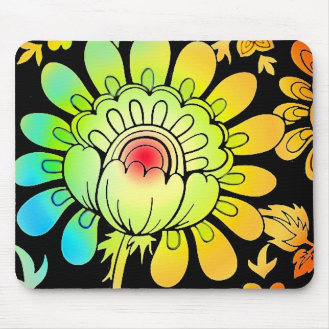 Neon Blume Mousepad (Vorne)
