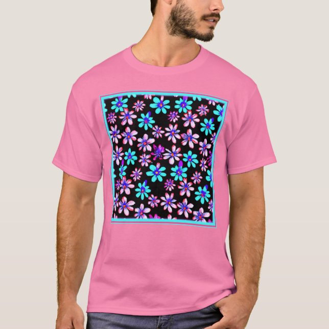 Neon Blume Patterns Artwork. Jetzt kaufen T-Shirt (Vorderseite)