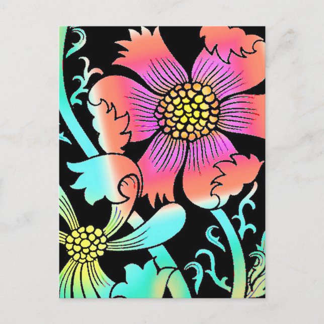 Neon Blume Postkarte (Vorderseite)