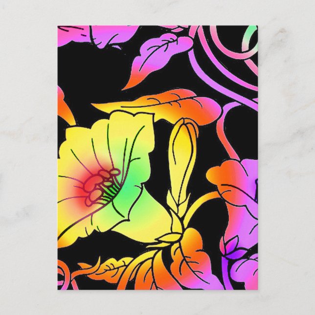 Neon Blume Postkarte (Vorderseite)