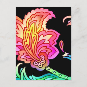 Neon Blume Postkarte