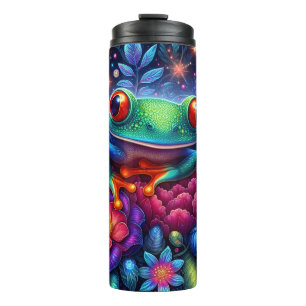 Neon-Blumen-Frosch-Botanik Thermosbecher
