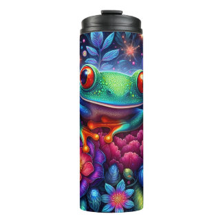 Neon-Blumen-Frosch-Botanik Thermosbecher