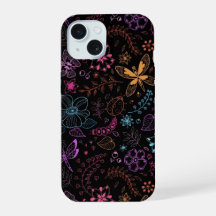 Neon-Blumen-Schmetterling-Handyhülle