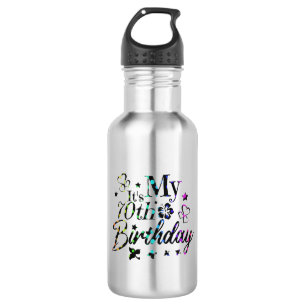 neon bokeh texturiert ist es mein 70. Geburtstag Edelstahlflasche