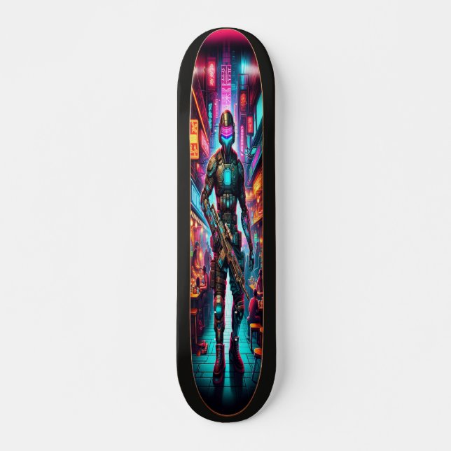 Neon Bounty: Cyber Hunter Skateboard (Vorne)