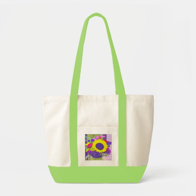 Neon Bouquet Leinwand Pocket Tote Bag Tragetasche (Vorne)