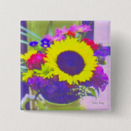 Neon Bouquet Square Button