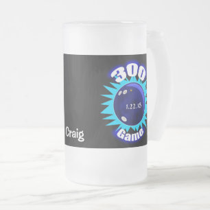 Neon-BOWL-Schild & 300 perfektes Spiel, mattierte Mattglas Bierglas