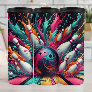 Neon Bowling Explosion Splash Thermosbecher