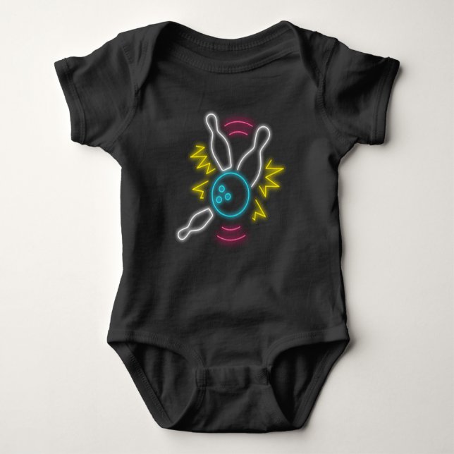 Neon Bowling Geschenk Strike Baby Strampler (Vorderseite)