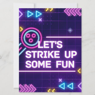Neon Bowling macht Geburtstag Spaß Einladung
