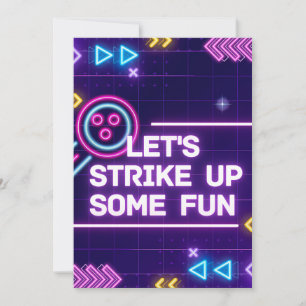 Neon Bowling macht Geburtstag Spaß Einladung