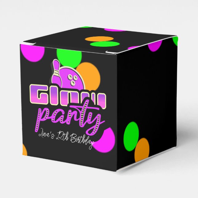Neon Bowling Party Bash Geburtstagspartei Geschenkschachtel (Vorderseite)