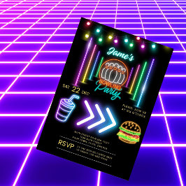 Neon Bowling Party Geburtstagseinladung Einladung