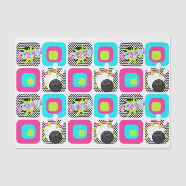 Neon Bowling Zickzack Wrapping Tissue Paper Seidenpapier (Vorderseite)