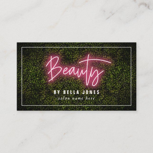 Neon Boxwood Beauty Business Card Visitenkarte (Vorderseite)