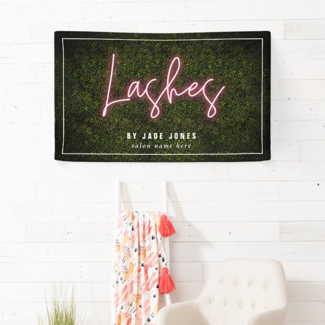 Neon Boxwood Eyelash Artist Cosmetologe Banner (Insitu)