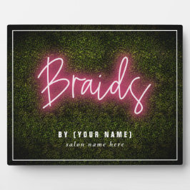 Neon Boxwood Hair Salon Beruflich Braids Plaque Fotoplatte