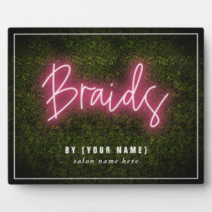 Neon Boxwood Hair Salon Beruflich Braids Plaque Fotoplatte