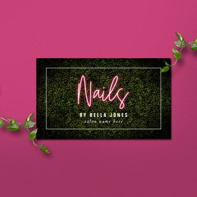 Neon Boxwood Nail Artist Business Card Visitenkarte (Von Creator hochgeladen)