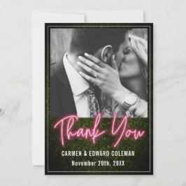 Neon Boxwood Wedding Foto Dankeskarte