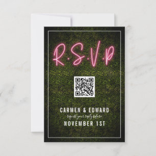 Neon Boxwood Wedding QR UAWG RSVP Karte