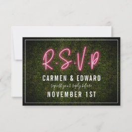 Neon Boxwood Wedding RSVP Karte