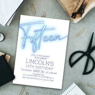 Neon Boys Pool 15. Geburtstag Einladung